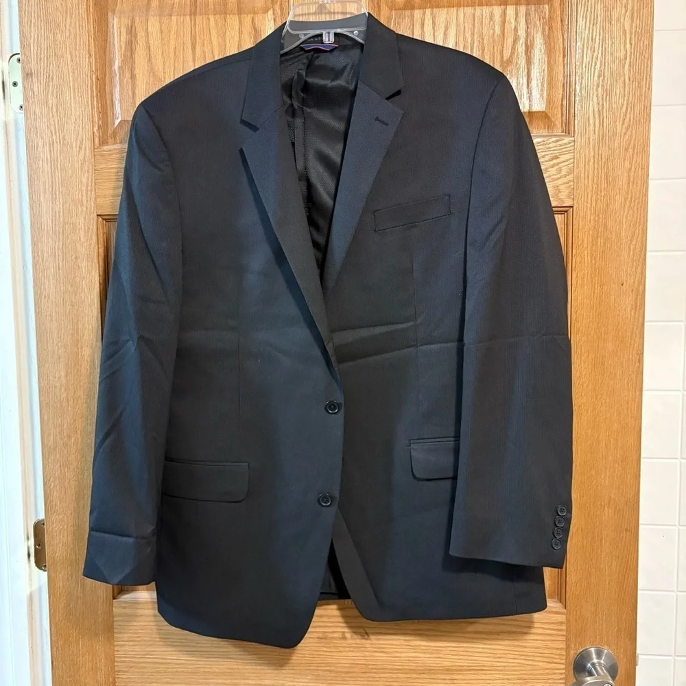 Izod Suit Jacket Blazer Sz 46L Men's Black Single Breasted Double Vent Lined